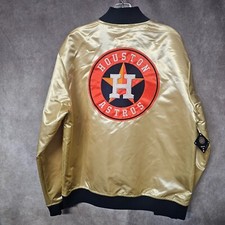 NWT Mitchell & Ness MLB Houston Astros Gold Satin Lightweight Jacket Men L