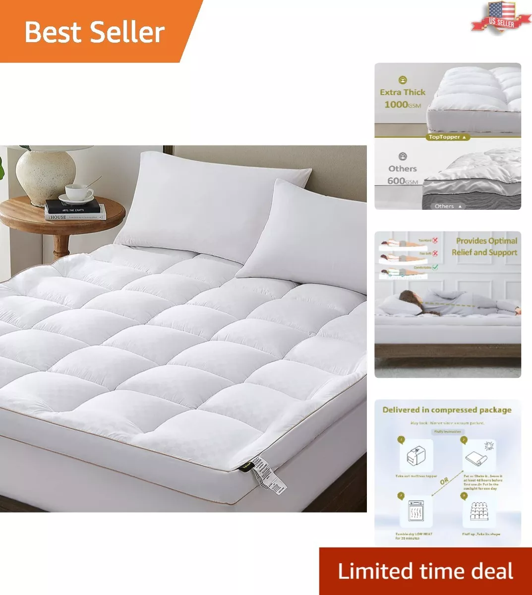 Ultra plush 2024 mattress topper