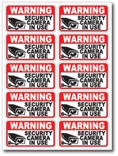 10 pack VIDEO SURVEILLANCE Security Burglar Alarm Decal  Warning Sticker Signs
