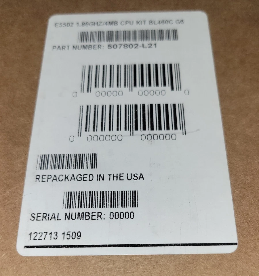507802-L21 HP 1.86Ghz Xeon E5502 CPU KIT for Proliant BL460c G6 NEW Sealed - Image 2 of 4