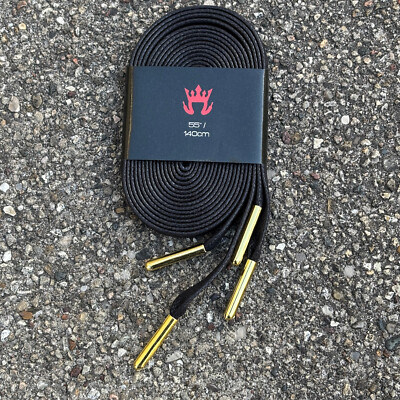 Loop King 7-10 Eyelets / 140cm / 55'' Black Braided + Gold Tips New Open Box