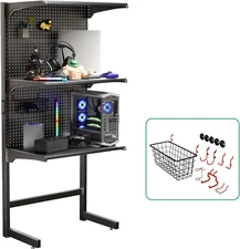 DDB Gaming Standing Shelf Units, 30‘’ Free Standing Gaming Shelf Pegboard Cabine