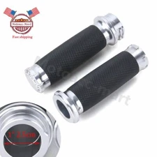 1" Chrome Handle Bar Hand Grips For Harley Sportster Dyna Softail Chopper Bobber