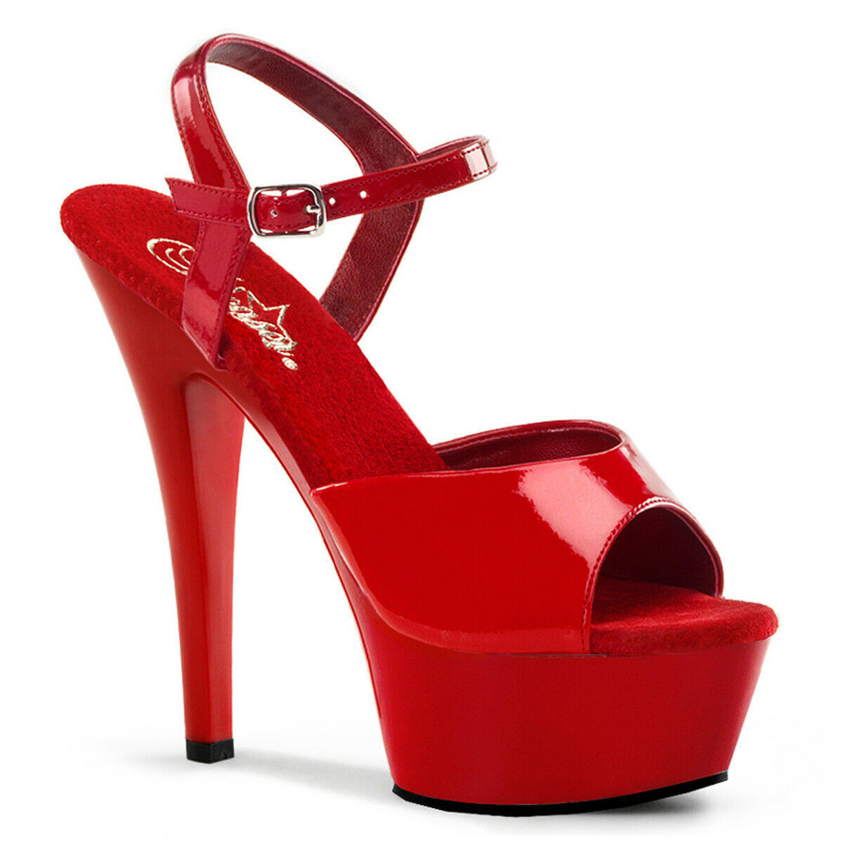 PLEASER RED POLEDANCING HEELS SEXY PATENT PLATFORM STRIPPER SHOE EU 35 UK SIZE 2