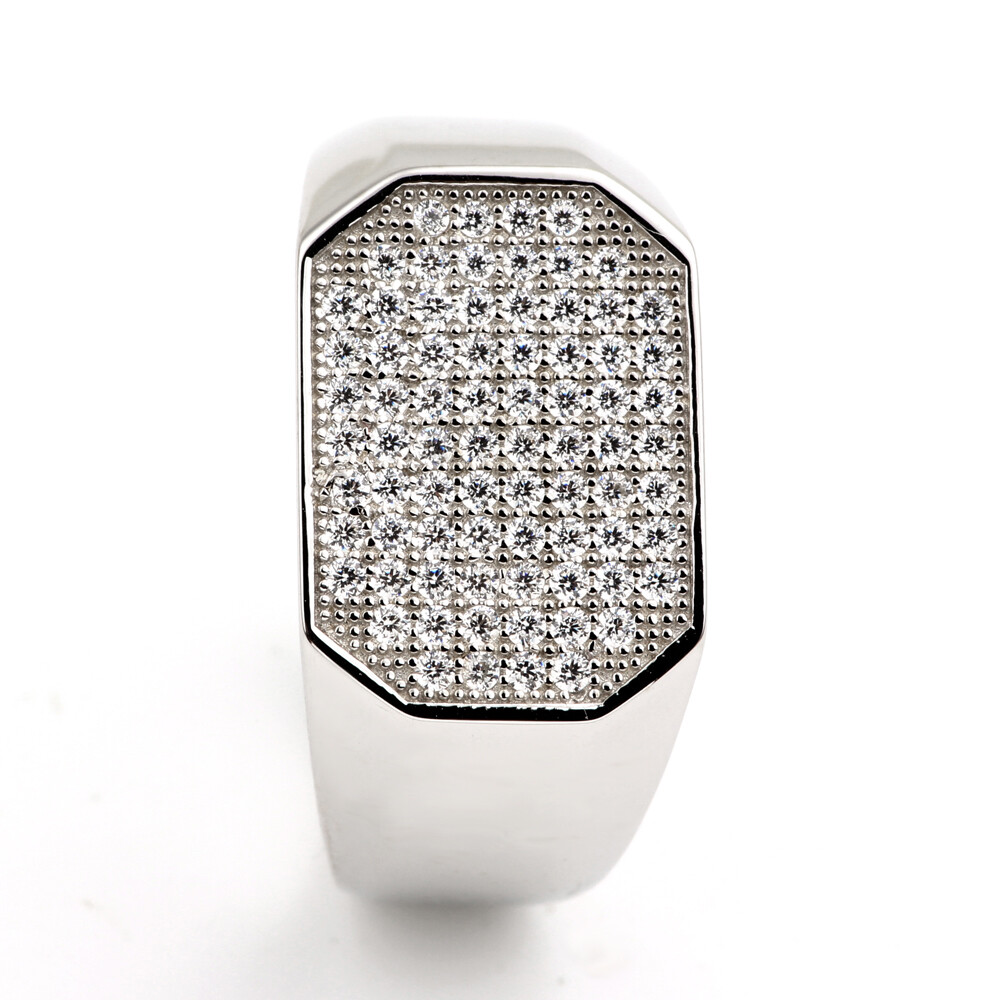 925 Silver Men Ring Micro-paved Clear CZ Jewelry Fathers' Day Gift