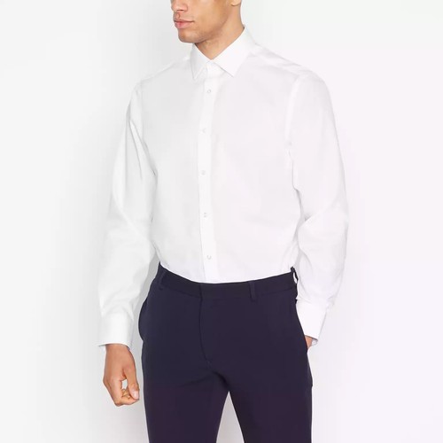 Ex Debenhams Mens White Shirt Long Sleeve Plain Button Up Formal