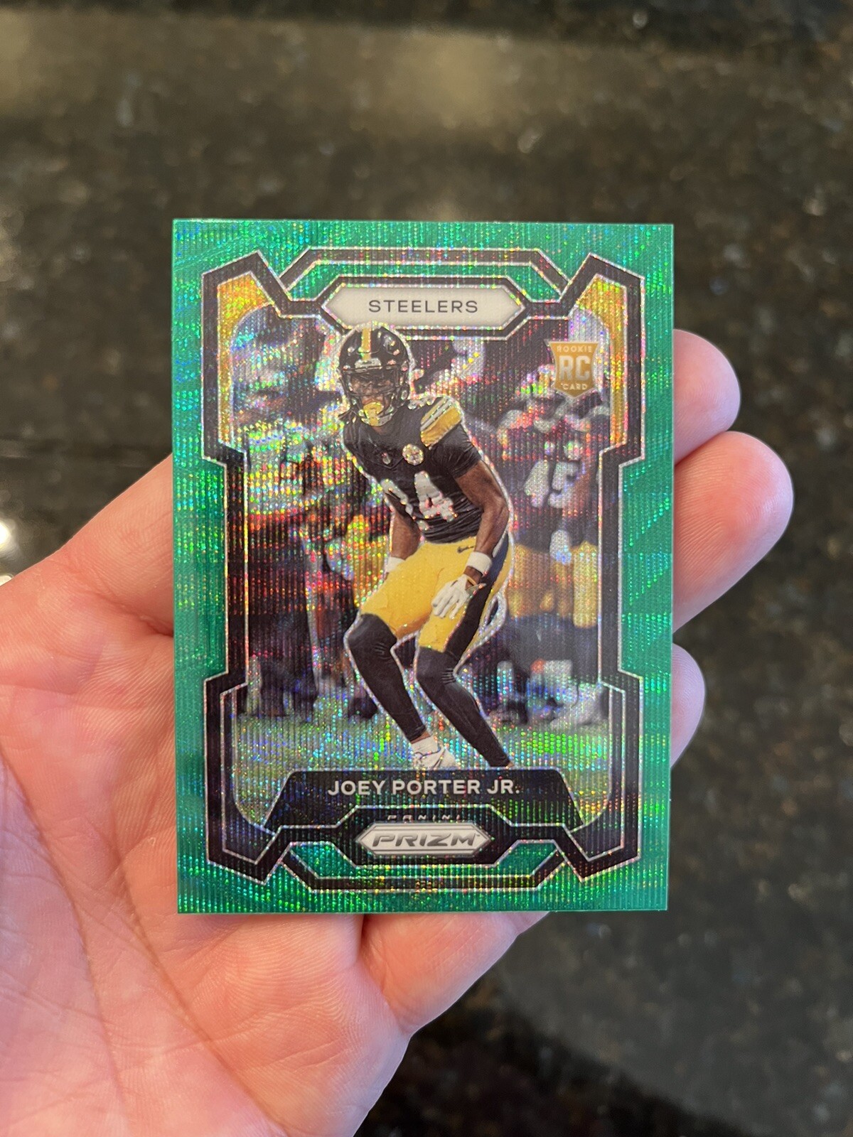 2023 Panini Prizm Joey Porter Jr. Rookie Green Wave Parallel #386 Steelers