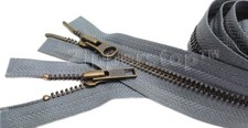Metal Zipper YKK 5  2-Way  Antique Brass Medium Weight Jacket Separating USA