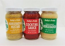 Kelly's Pride-3 pk Horseradish Mustard, Cocktail Sauce Prepared Horseradish