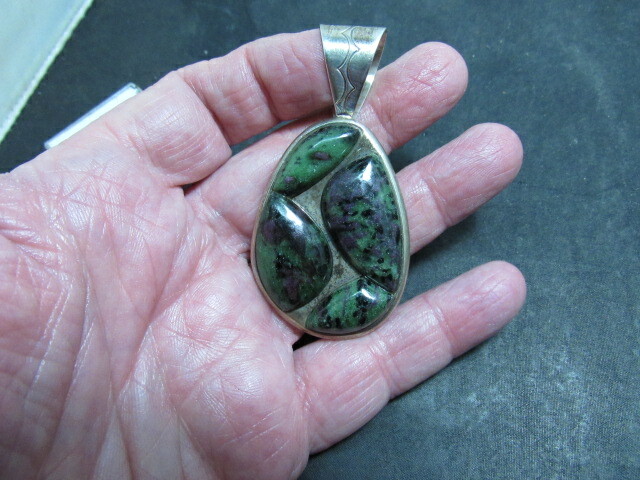 Jay King Ruby Zoisite Stone Sterling Silver penda… - image 1