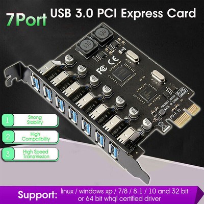 Usb 3 0 Pci E Expansion Card Adapter 7 Ports Hub Adapter External Controller Ebay