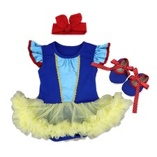 Costume vestito tutu pagliaccetto principessa bianca come la neve bambina e bambino set 3 pezzi