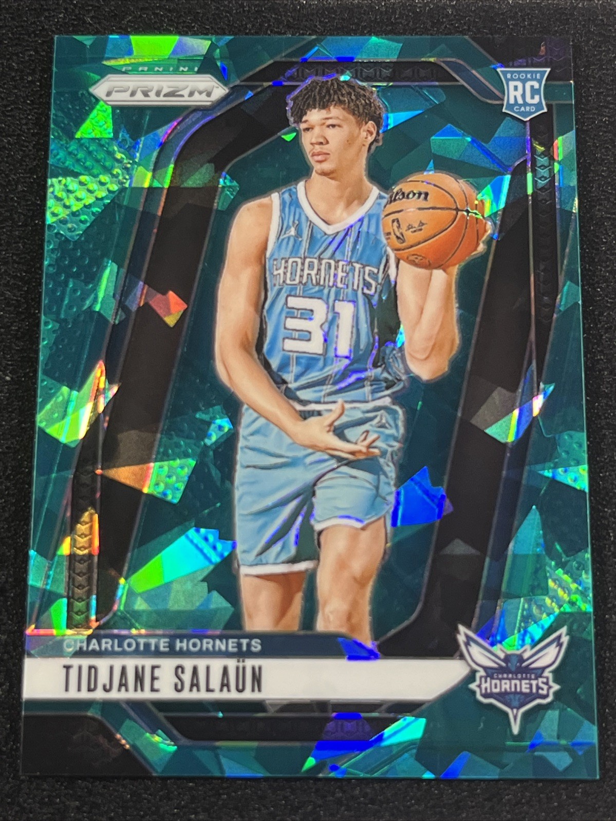 2024-25 Prizm Teal Ice 262 Tidjane Salaun Rookie RC Charlotte Hornets /225