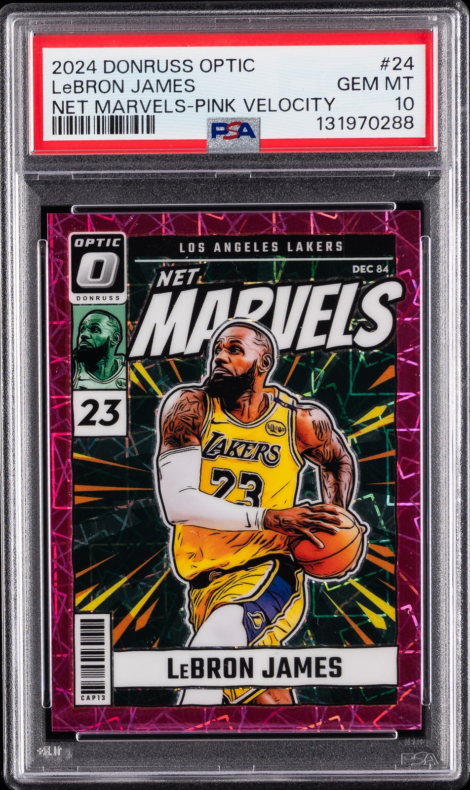 2024 PANINI DONRUSS OPTIC NET MARVELS PINK VELOCITY LEBRON JAMES 60/79 PSA 10