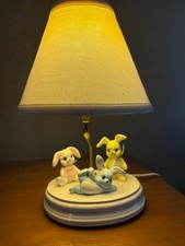 Vintage ceramic bunny lamp in pastel colors for nursery or children's room