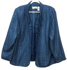 Alfred dunner 18W jacket blue crinkle metallic look lined long sleeve