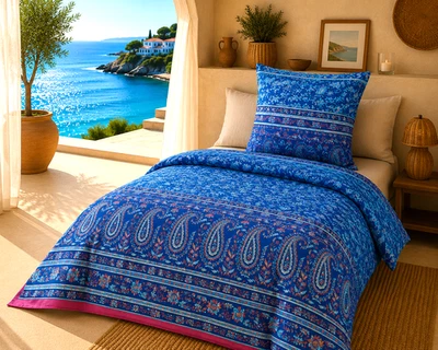 Bassetti BETTWÄSCHE SET COMO B1 Blau Türkis SATIN 135x200 80x80 Kissen BEZUG NEU - Bild 1 von 2