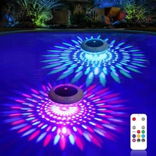 Floating Pool Lights w/Remote, 6.5 Inch RGB Color Changing Solar White 