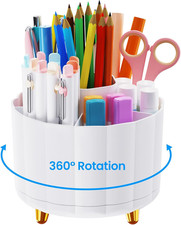Pen Holder for Desk Organizer Caddy 360 Rotating, Pencil Holder for Desk, Office