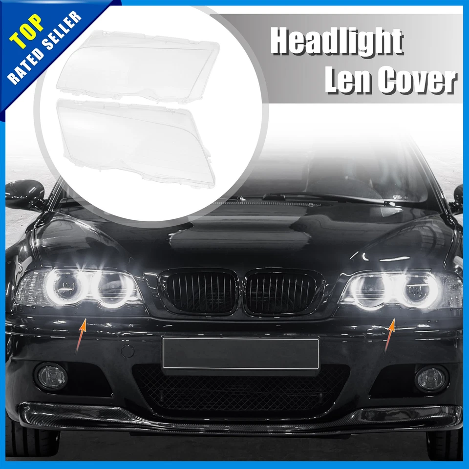 Paquete de 2 para BMW 323i 1998-2001 lente de faros delanteros cubierta transparente carcasa de PC Foto 2 de 4