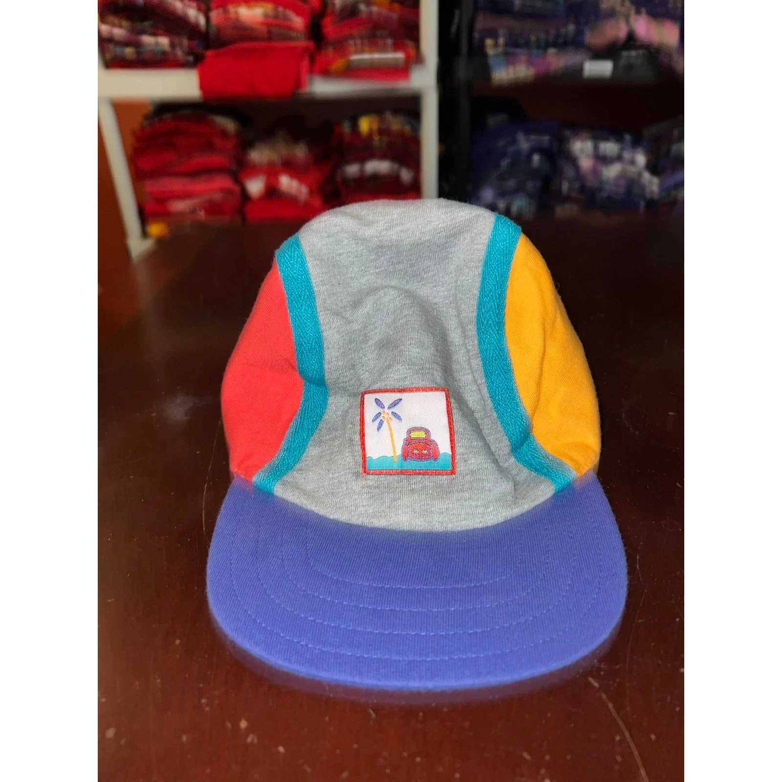 Vintage Baby Gymboree Hat Car Palm Tree Hawaii Gray Red yellow Multicolor 90s L