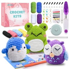 Crochet Kit for Beginners Adults - Learn to Crochet Animal, 3 Cute Animals Pa...