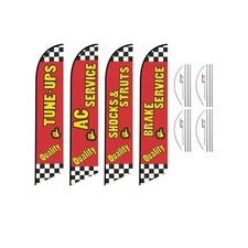 (FFN Pack 4)- Auto Repair Shop Swooper Feather Flags with 4 Pole Kits and 4...