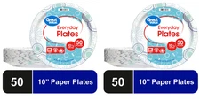 Great Value Everyday Disposable Paper Plates, 10", 100 Count