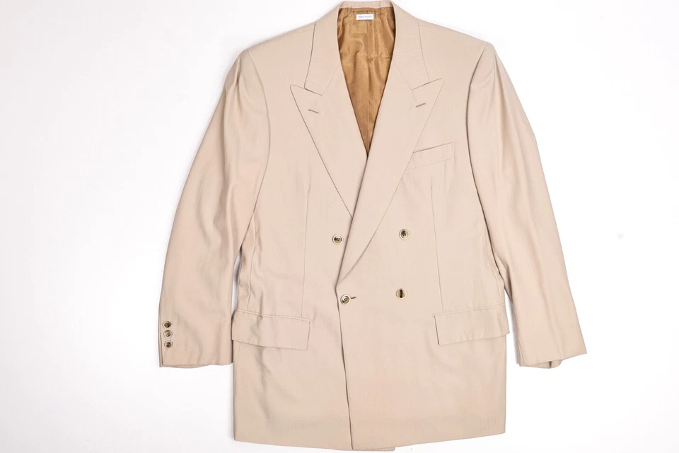 Blazer Brioni Estilo Romano Lana Doble Pecho Rayas Beige 40R Foto 2 de 4