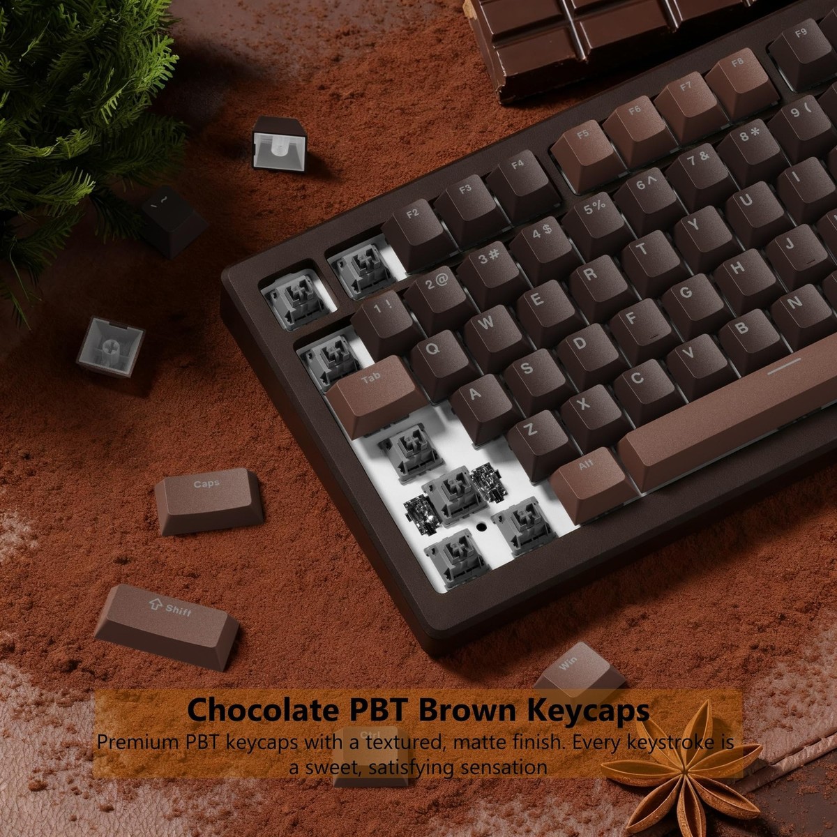 LQXQ Low Profile Clear Keycaps, 143 Keys PBT Custom Keyboard, ANSI US