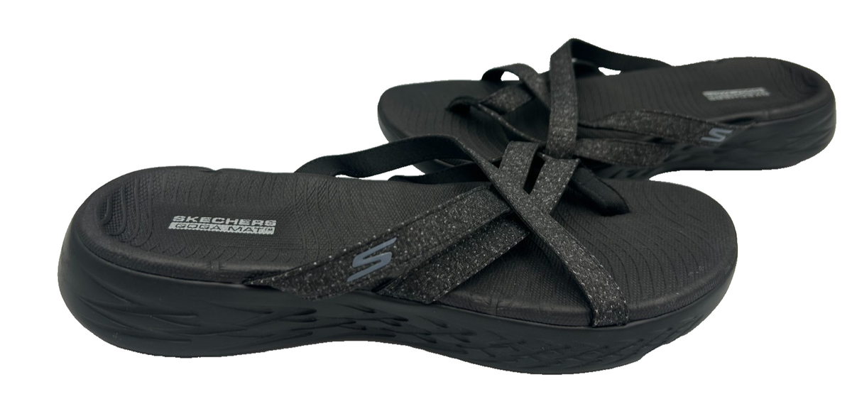 Skechers Women's On The Go 600 Dainty Flat Sandals Black Wide Size