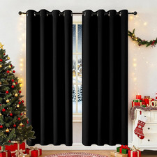 CUCRAF Black Blackout Curtains 72 Inches Long, 52"W x 72"L Pack of 2 ,