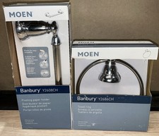 Moen Y2608CH/ Y2686CH Banbury Set Toilet Paper Holder/ Towel Ring in Chrome