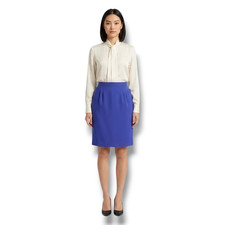Vintage Worthington Royal Blue Wool Blend Lined Pencil Skirt Made in USA