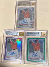 CONNOR CANNON 1ST 2020 BOWMAN CHROME AUTO BGS GRADED REFRACTOR MINT (3) CARD LOT