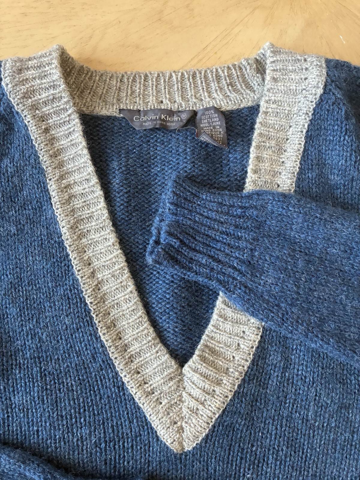 vtg 80s Scottish shetland wool sweater calvin klein hong kong Grandpa Retro RARE image 7