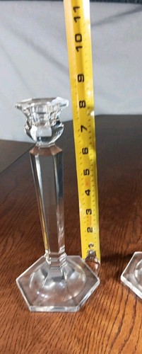 Glass Candle Holders 2 Elegant Tapers Vintage  - Foto 10 di 11