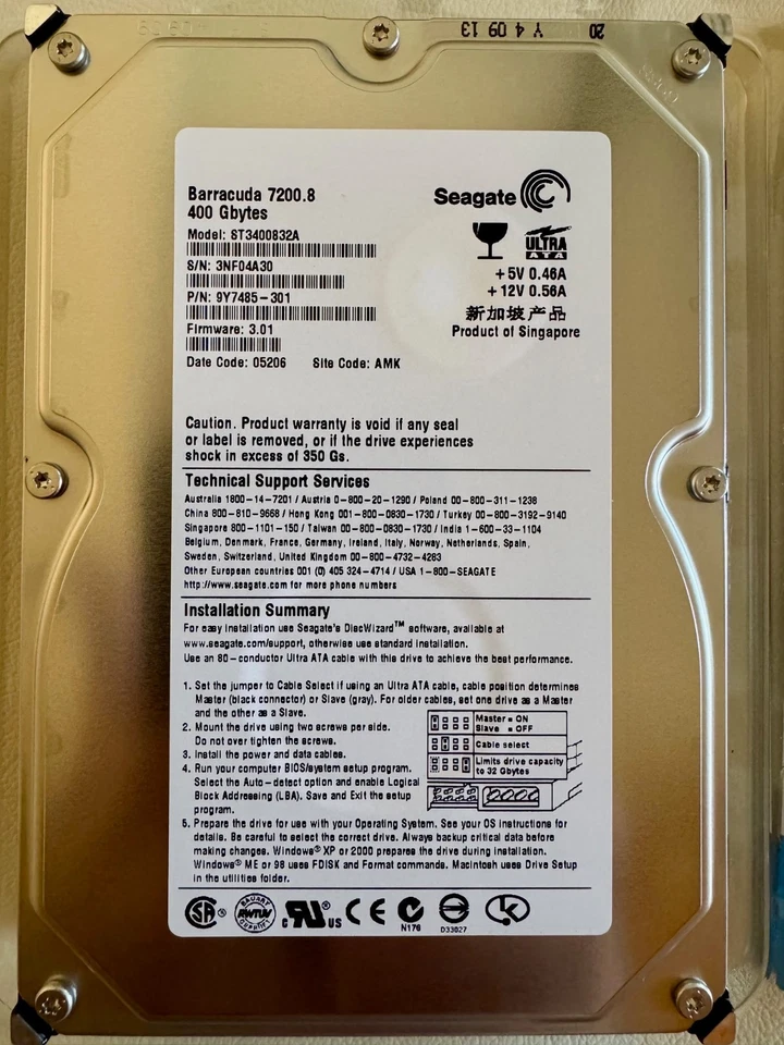 SEAGATE Barracuda ST3400832A 400GB 7200rpm Upgrade Kit Internal Hard Drive - Image 3 of 3