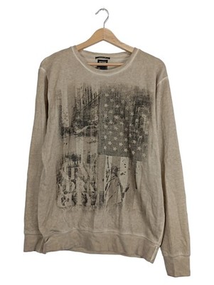 Smog Sweatshirt Herren Langarm Baumwolle Logo-Print Grau Gr. 48 M