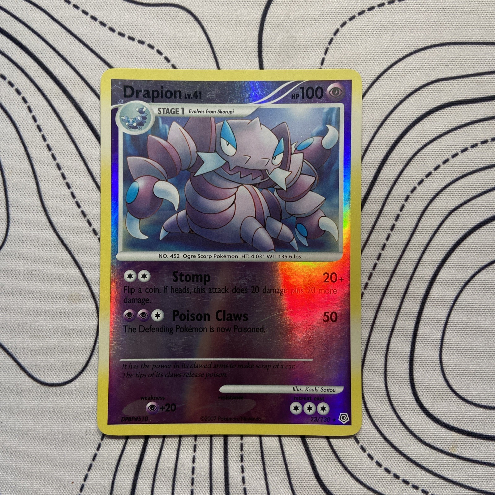 Drapion 23/130 Rare Reverse Holo DP Diamond and Pearl Base Pokemon