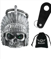 Motorcycle Bell Dream Apparel Vintage Native American Skull Green Eyes