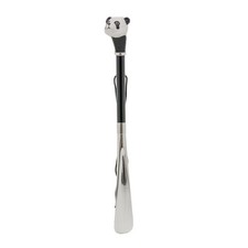 Luxury Panda Shoehorn Enameled Brass Handle Wooden Shaft ABS End 50cm Italy