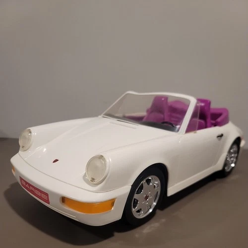 VTG Mattel 1991 White Barbie Porsche 911 Carrera 21”  Both Side Mirros missing