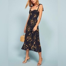 Reformation Nikita midi dress in the navy "Mademoiselle" floral print size 2