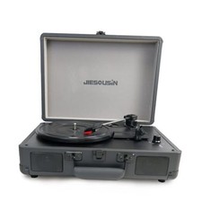 Vinyl Record Player, 3-Speed Bluetooth Portable Suitcase Record Player VRP-B