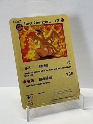 thicc pokemon card Thicc Charizard HP120 Metal Pokémon Card-Collectible Gift Display New
