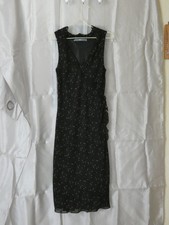 CAROLL Robe HABILLEE ELEGANTE Femme Taille 40 M Noire A POIS Beige VOLANTS