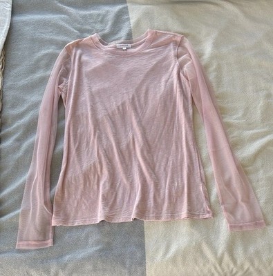 NWOT Goldie Long Sleeve Pink Small Mesh Sleeve Top