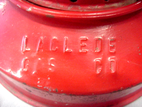 Vintage Handlan St Louis USA - Lacledes Gas Co Eisenbahn Öllampe - rote Glaskugel! - Bild 5 von 14