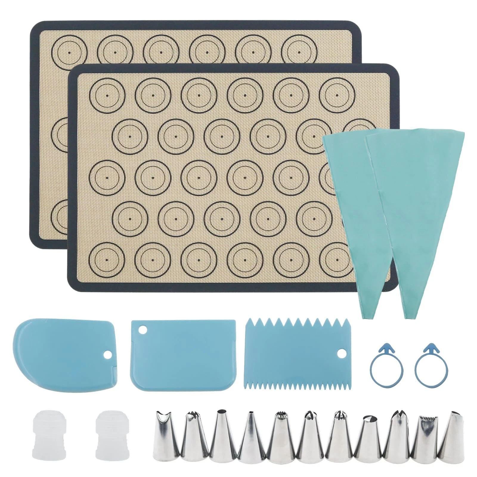 Macaron Silicone Baking Mats Kit (23 Pcs set) 16.5''x11.4'' Nonstick Macaroon...